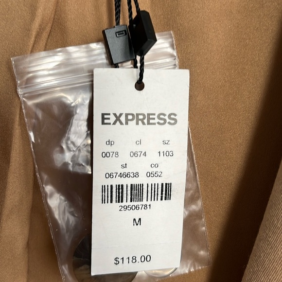 Express double breasted Ponte blazer women’s size 8 new with tags camel tan - Picture 2 of 3